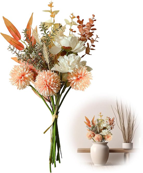 N&T NIETING Kunstbloemen, 25 stuks, echte rozen met stelen voor doe-het-zelf trouwboeketten, bruidsfeeststukjes, bloemstukken, feesttafels, huisdecoraties, taupe en nude