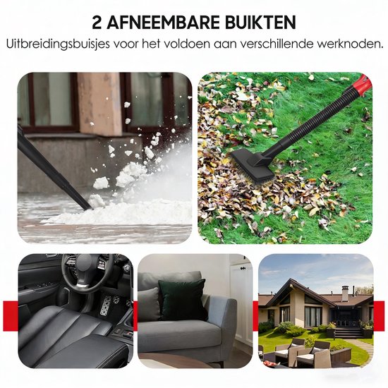 Accu Bladblazer 20V - 2 Standen 60/130 MPH - Inclusief 2.0Ah Accu & Oplader - Handheld Blazer voor Tuin, Dakgoot en Oprit - Rood — afbeelding 4