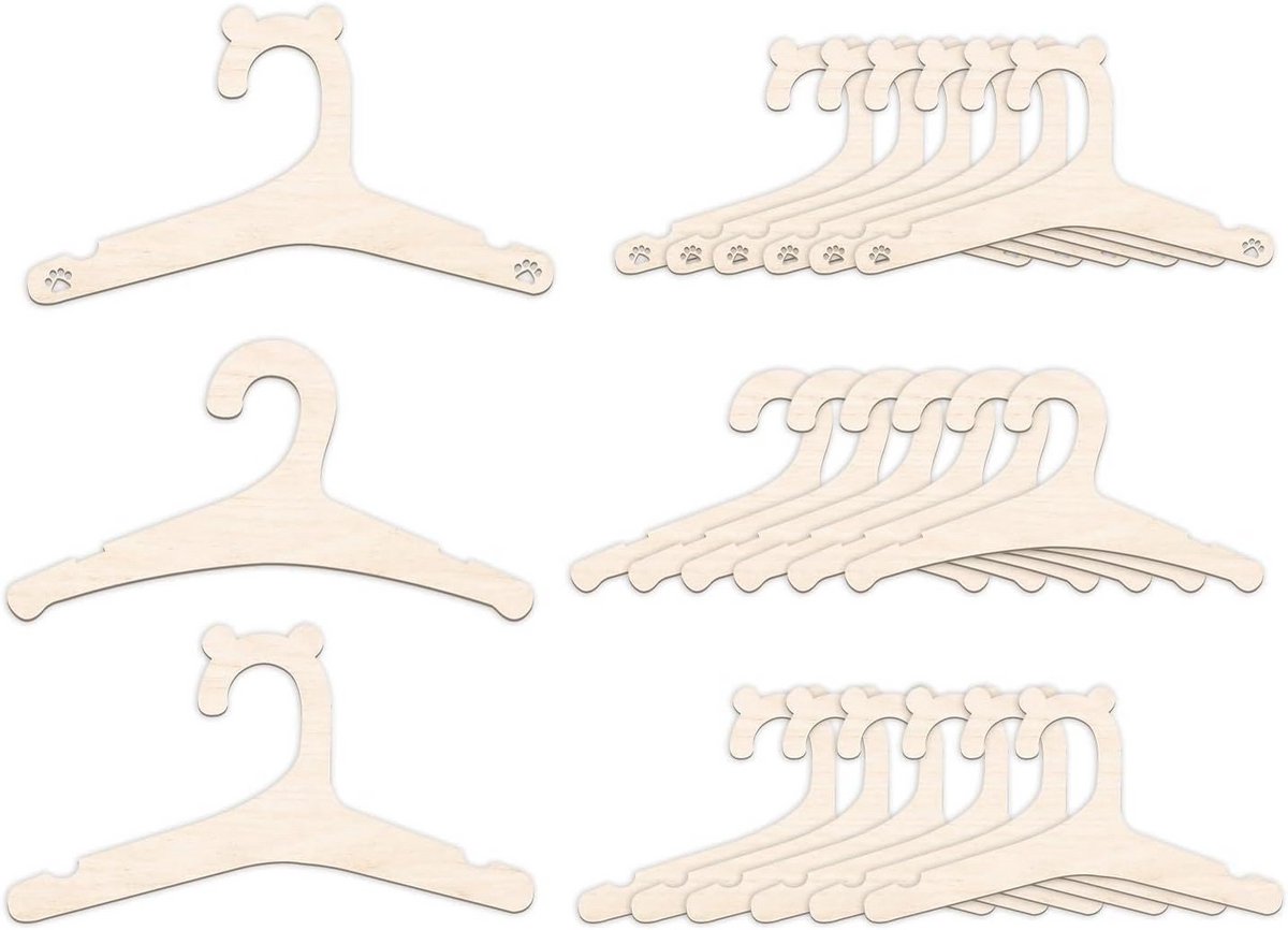 21 Houten Kleerhangers voor Baby en Kinderkleding - Antislip