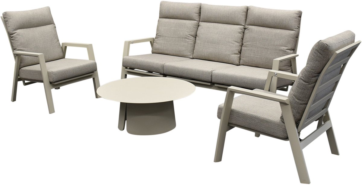 AVH-Collectie Barolo stoel bank loungeset 4 delig verstelbaar latte Zand / Latte / Linen