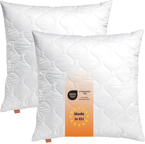 sleepling Set van 2 hoofdkussens 40 x 80 cm, allergie-kussens, wasbaar, Made in EU, Oeko-Tex, lang slaapkussen 40 x 80, bedkussen, pillow, 2 stuks