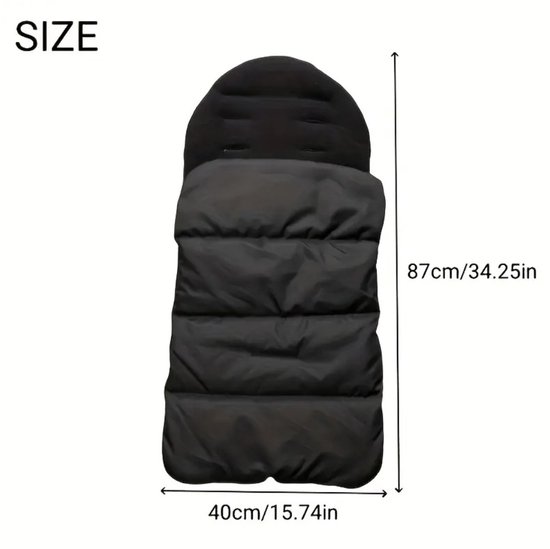 Luxe Voetenzak voor Kinderwagen & Buggy - Warm - Gevoerd - Water- en Wind Afstotend - Zwart - Veiligheidsgordel — afbeelding 5