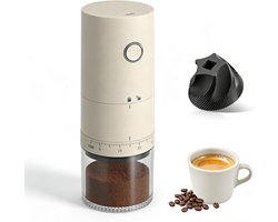 Draagbare elektrische koffiemolen met 38 instelbare maalstanden - USB-oplaadbare conische maalschijf met keramische kern. Deze koffiemolen is geschikt voor espresso, French press, reizen, kamperen, thuis en op kantoor.