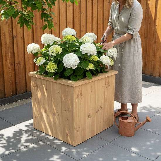 Grande jardinière carrée en bois Douglas 75x75x80 cm pour jardin - Terrasse - Balcon - extérieur - Pot de fleurs de luxe Handgemaakt