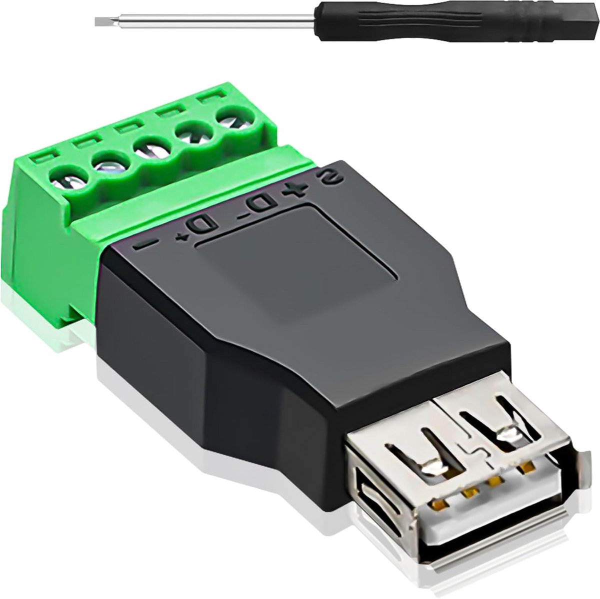 USB 2.0 A Vrouwelijk naar 5-polige Schroefklem Adapter - Soldeerloze Converter