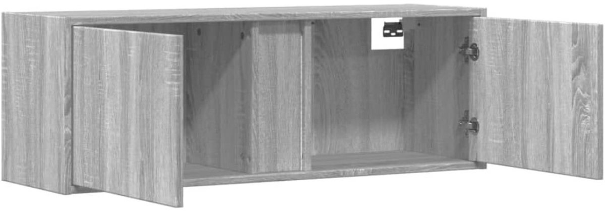 TV-wandkast hangend – Urbanhome LED TV-meubel – Lowboard televisiekast voor woonkamer – Grijs Sonoma – Met RGB-verlichting – 80 cm