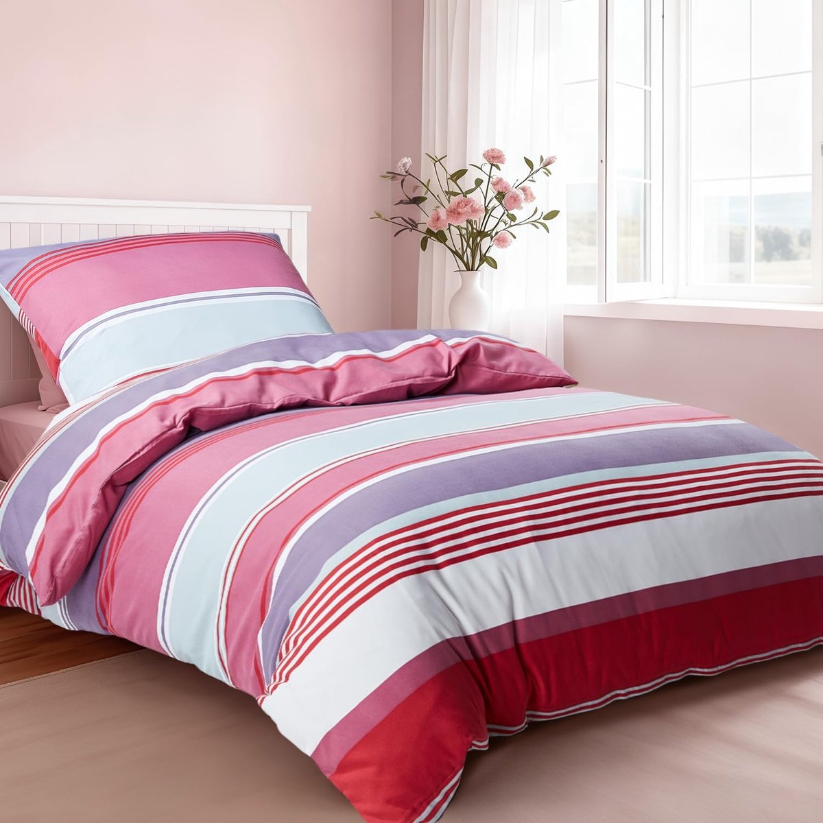 Dekbedovertrekset Microvezel 135x200 cm met Kussensloop 80x80 cm – Bamboe Bladeren Groen – Extra Zacht, Ademend & Oeko-Tex Gecertificeerd – Pauwhome