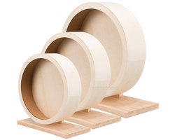 BioBedding – Loopwiel Ø 21 cm voor Knaagdieren – Stil Renrad met Gesloten Loopvlak – Ø 21 cm – Natuurlijk Hout – Vrijstaand & Stabiel – Geschikt voor Hamsters, Muizen en Vergelijkbare Knaagdieren