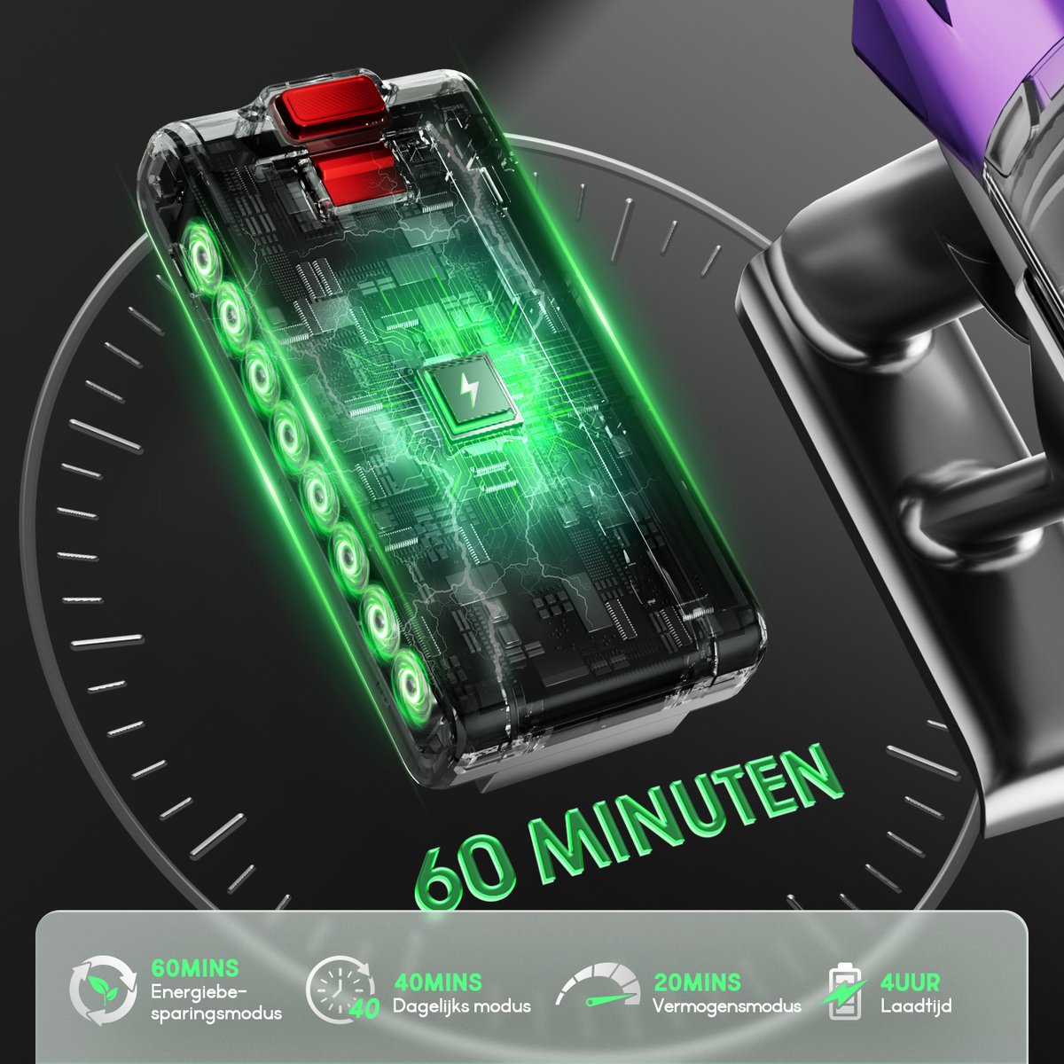 Fukstern Draadloze Steelstofzuiger met 75KPa Zuigkracht - afbeelding 3