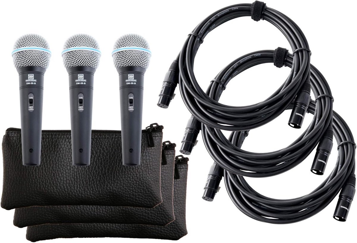 Draadloze Zangmicrofoon Set met 3x 5m XLR-Kabel voor Live Optredens en Spraak