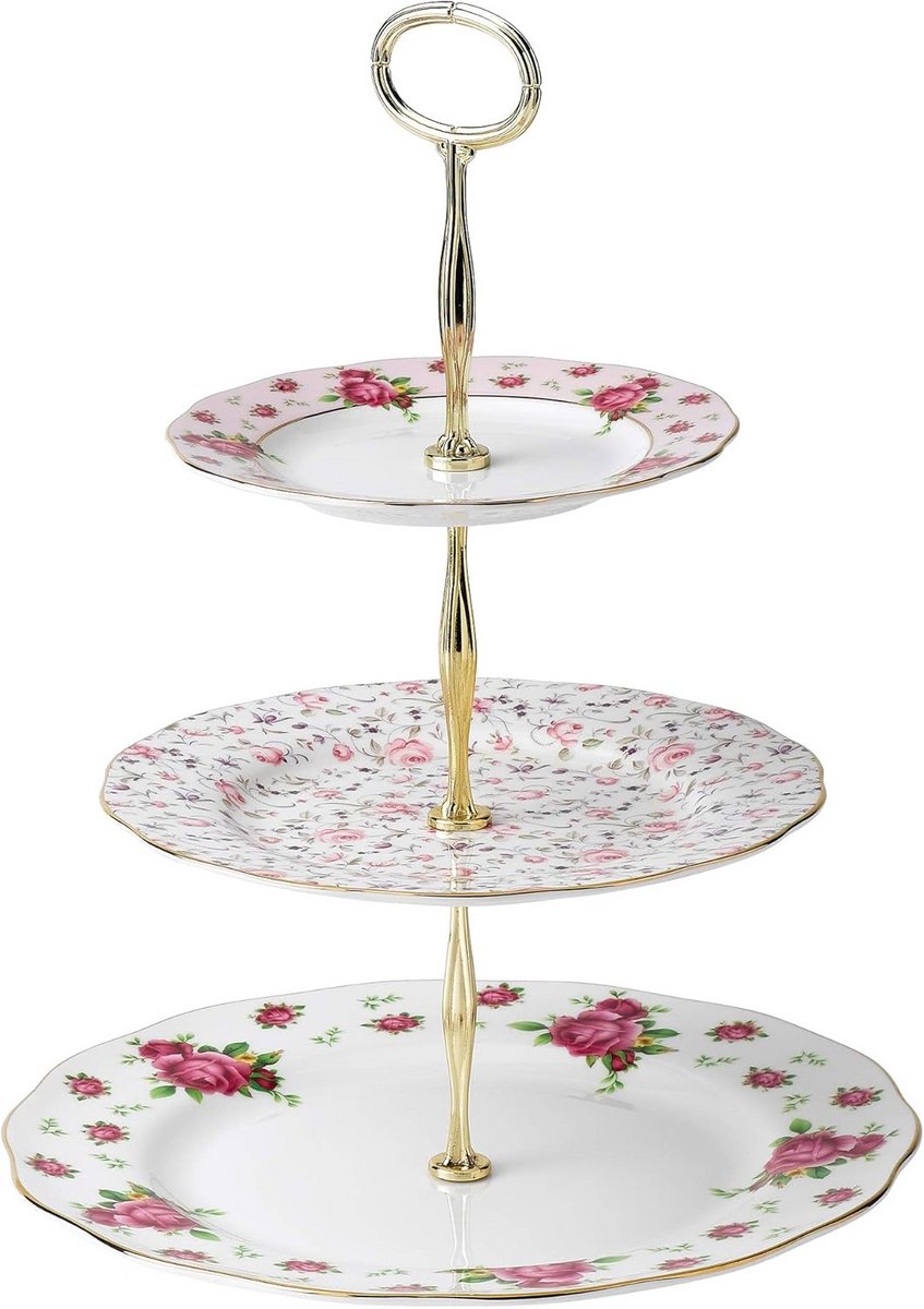 Decoratieve 3-laags taartplateau voor gebak en desserts