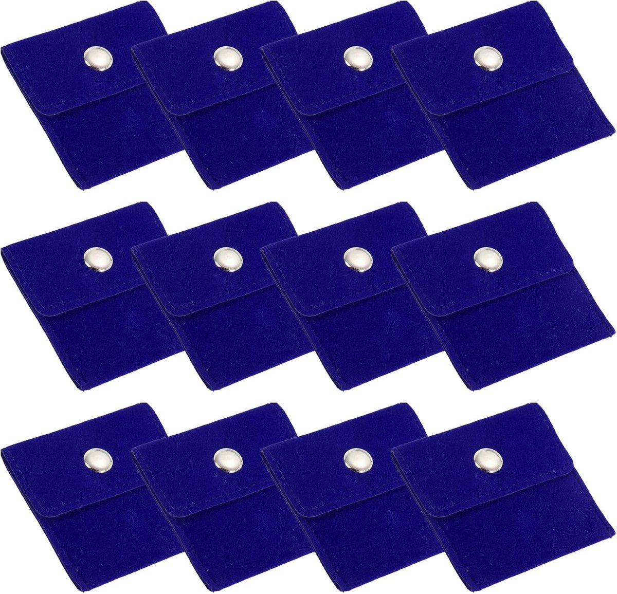 3x7 Inch Jewelry Pouch - 12 Pack Velvet Pouches - Snap Button Portable Storage Bag voor Oorbellen - Armbanden - Kettingen - Ringen - Horloges - Blauw