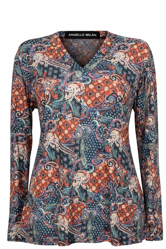 Angelle Milan Travelkleding Dames Rode 1691 Blouse Ademend Kreukvrij