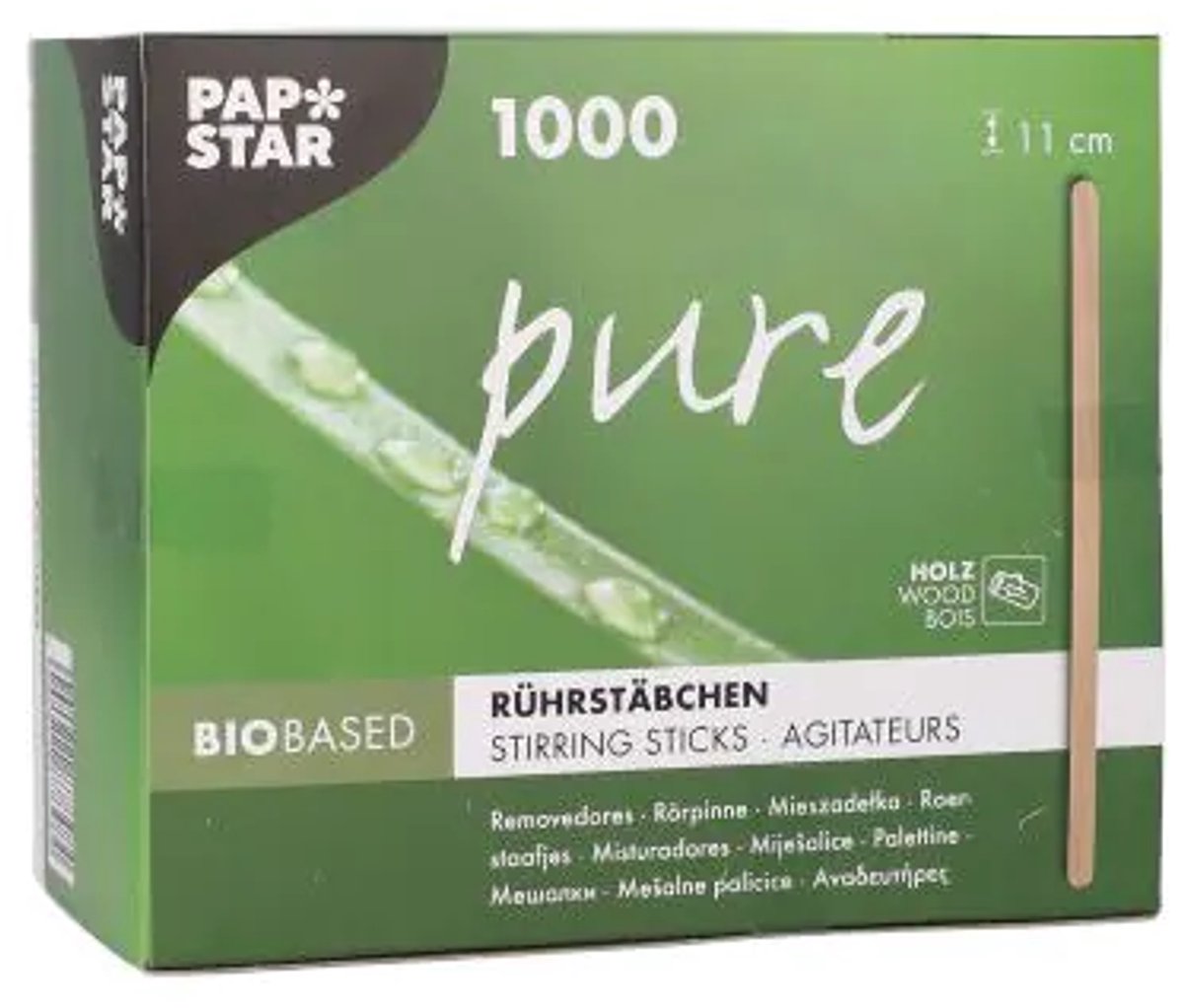 PAPSTAR Houten roerstaafjes 'pure', 110 mm