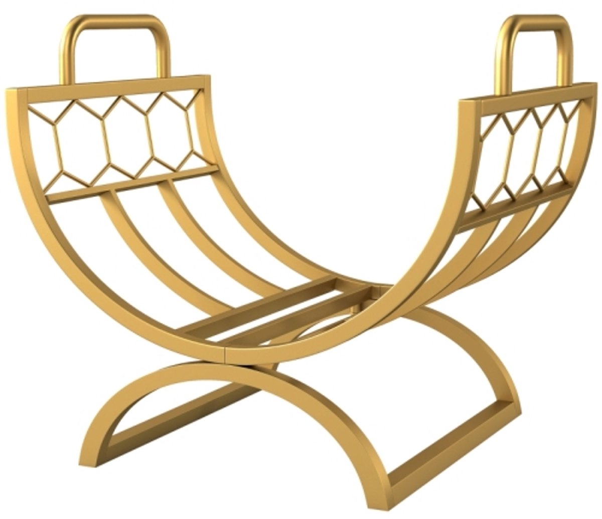 Haardhoutrek voor binnen 46 x 36 x 41 cm brandhoutrek voor open haard en kachel metaal goudkleurig Gemaakt van massieve metalen buizen en metaaldraad Geschikt voor het opslaan van maximaal 20 kg haardhout