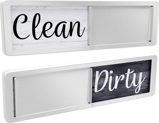 Daity 1 magnetisch "Schoon/Vuil"-bordje voor vaatwassers - magnetisch vaatwasserbordje - schuifbordje voor vaatwasser in landelijke stijl (zwart-wit)
