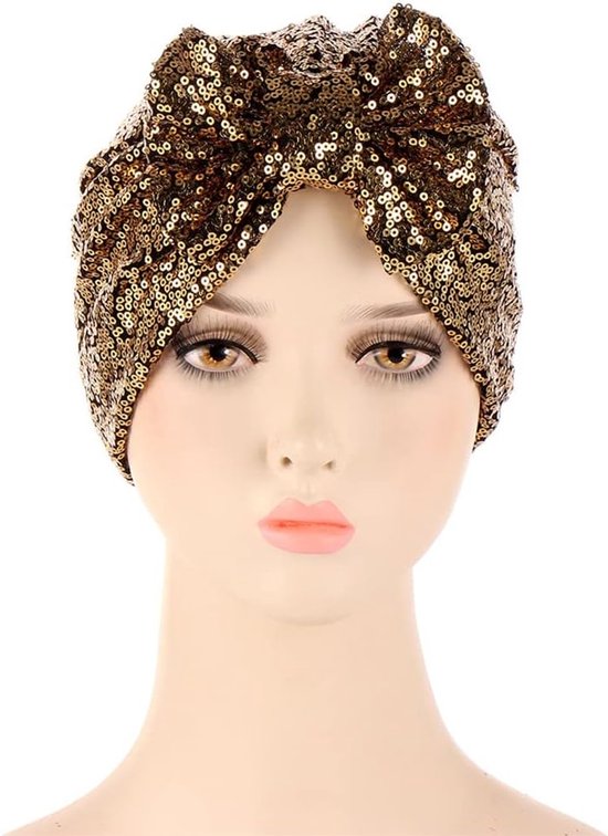 Turban musulman Foulard de tête Met paillettes Bonnet à cheveux Couvre-tête Tour de tête 58 Cm Pour femmes Foulard de tête élégant et à la mode Pour un usage quotidien