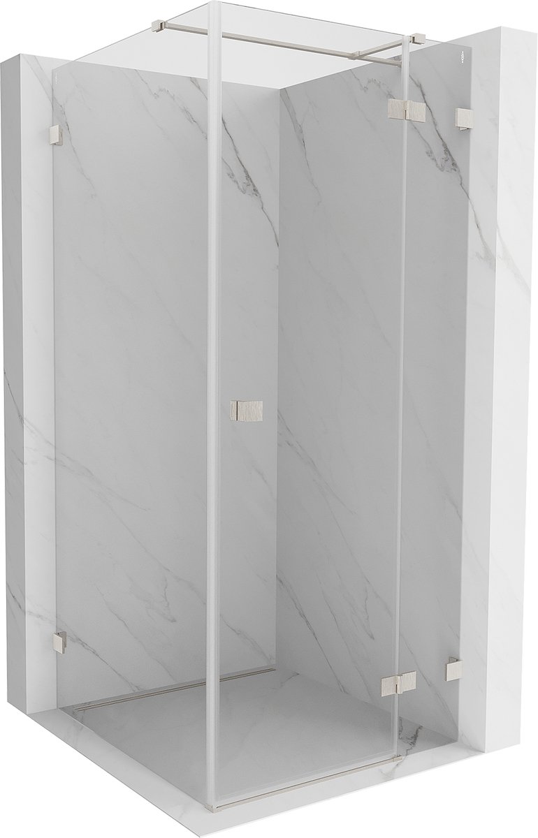 Mexen Lunar T draaideur douchecabine rechts 80 x 80 , transparant, geborsteld nikkel - 834T-080-080-97-00-P