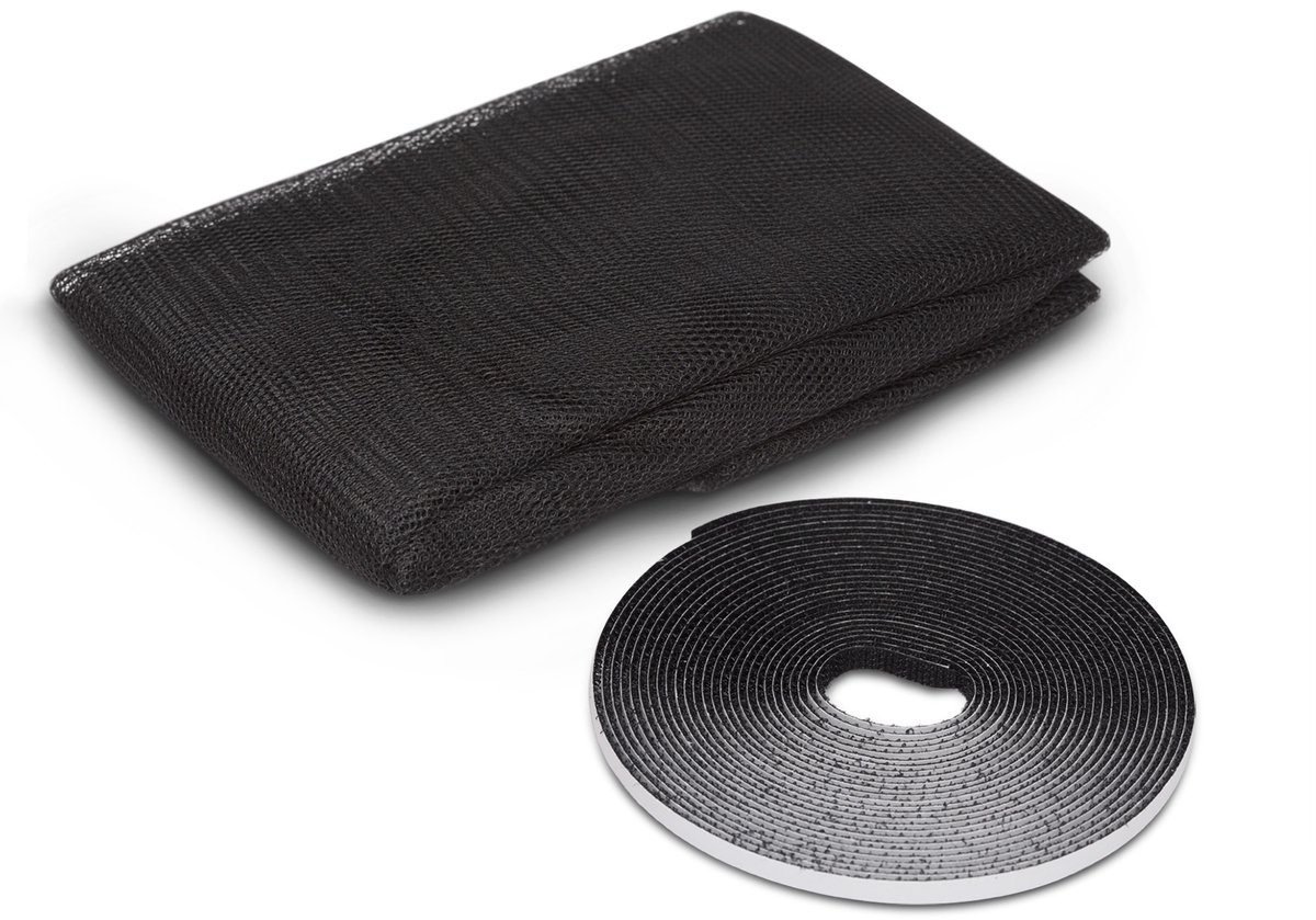 Vliegengordijn / Hordeur / Raamhor Insectenhor Voor Raam – Zwart – 100 × 100 Cm – Met Klittenband – Afneembaar En Wasbaar – UV Bestendig – Voor Thuis, Kantoor En Vakantiehuis [11600BK]