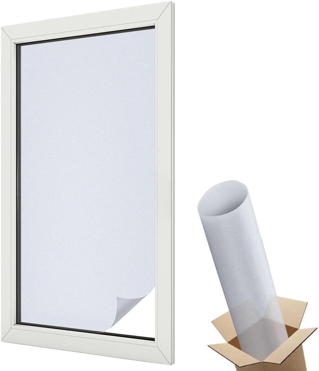 Wallfluent Glas in Lood Raamfolie - Effen kleur Raamfolie Glas in Lood - 50x100 cm - Grijs Zelfklevende Raamfolie Glas in Lood - Melkglas Folie met Glas in Lood Effect - Voor de woonkamer, voor het kantoor, voor de hal - Glas in Lood Folie voor Raam