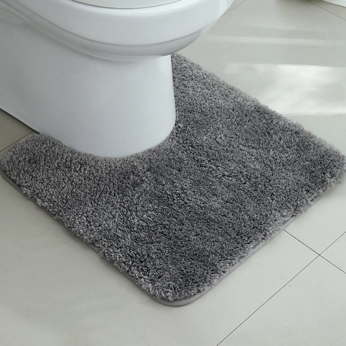 GELLDG Toiletmat - Microvezel badkamermat - Extra dik - Superabsorberend - U-vormige mat - 50 x 50 cm - Grijs