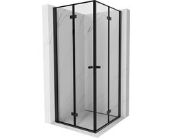 Mexen Mist-F Duo vouwbare douchecabine 90 x 90 , zwart frame, zwart - 8A6-090L-090P-70-70