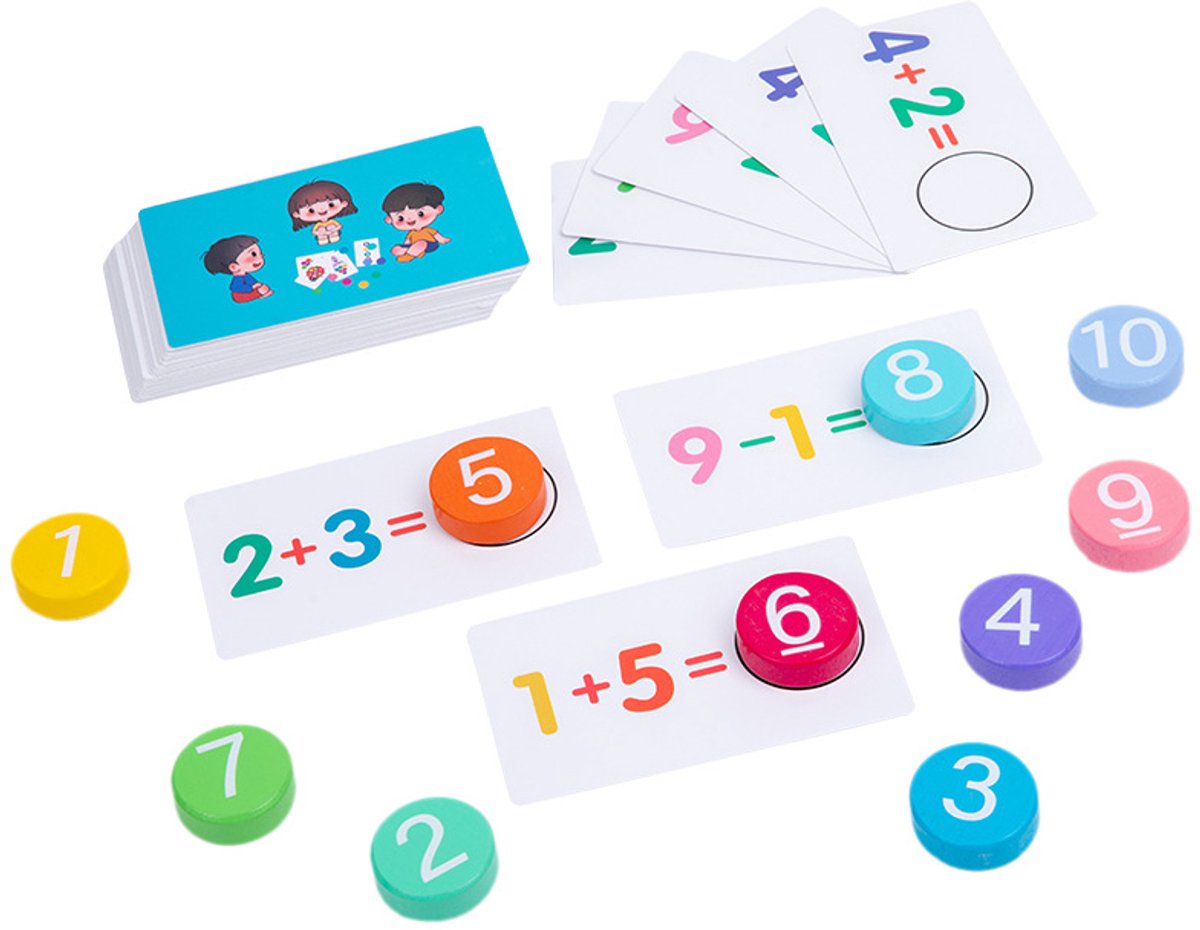 Educatief Rekenspel voor Kinderen - Houten Rekenset met Cijfers & Sommen - Leren Optellen en Aftrekken - Rekenhulp Groep 1, 2 en 3 - Montessori Speelgoed - 4+ Jaar — afbeelding 3
