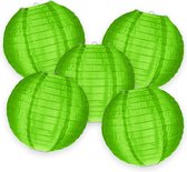 5-set LMPN® nylon lampionnen - grasgroen - 25cm - voor buiten