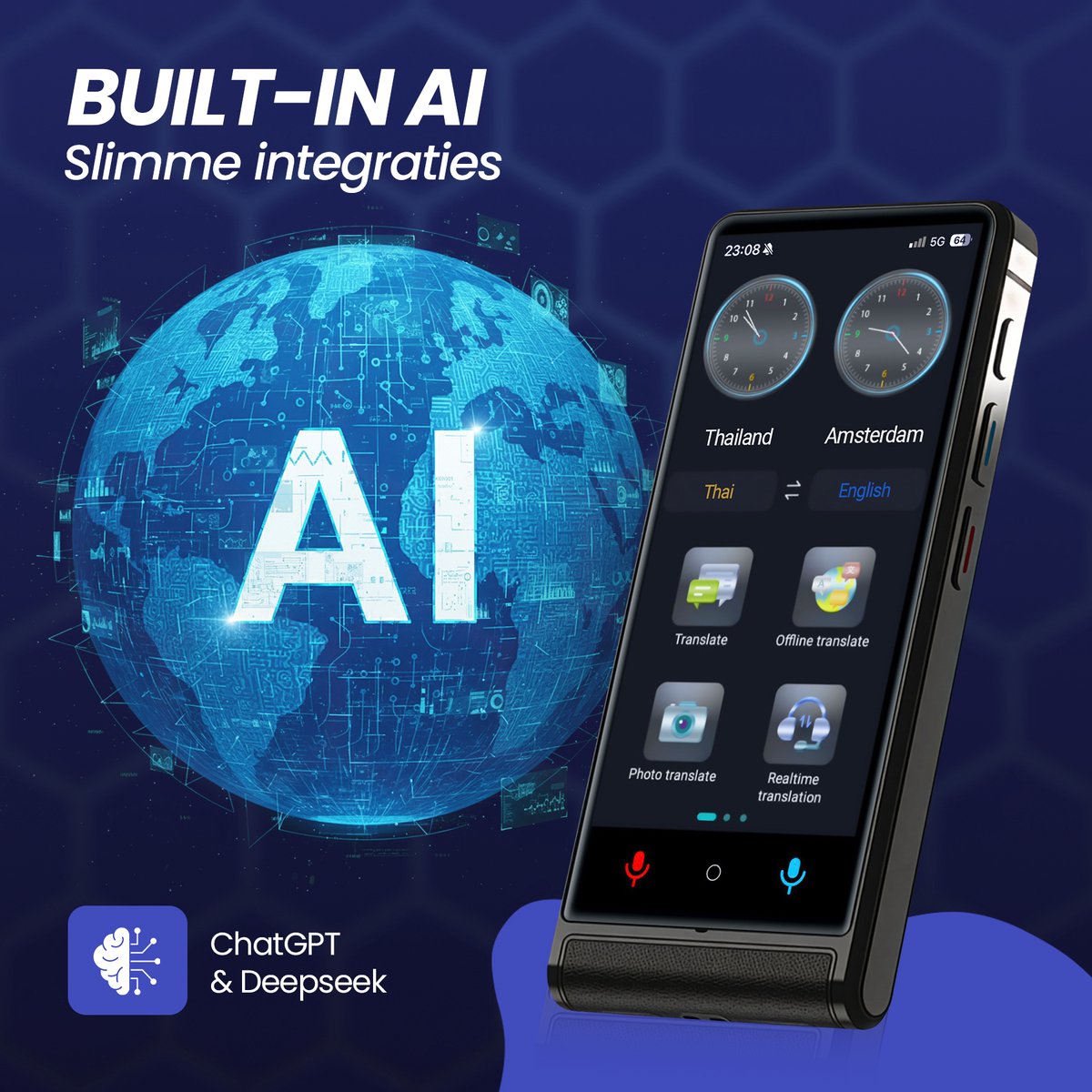 Inventid AI Vertaalcomputer Draagbare Vertaler met 137+ - afbeelding 3