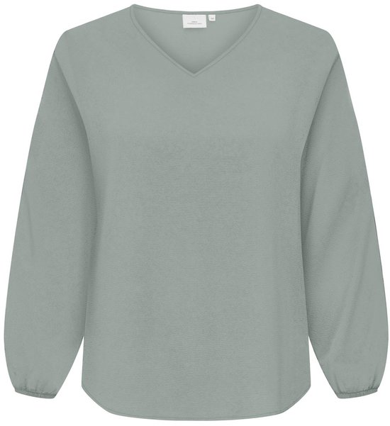 Blouse vert pâle à manches bouffantes longues et col en V, par ONLY CARMAKOMA.