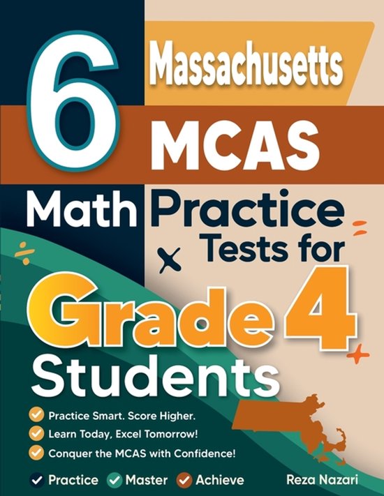 6 Massachusetts MCAS Grade 4 Math Practice Tests - cover