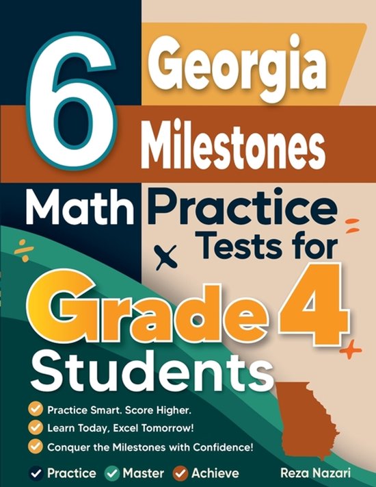 6 Georgia Milestones Grade 4 Math Practice Tests - cover