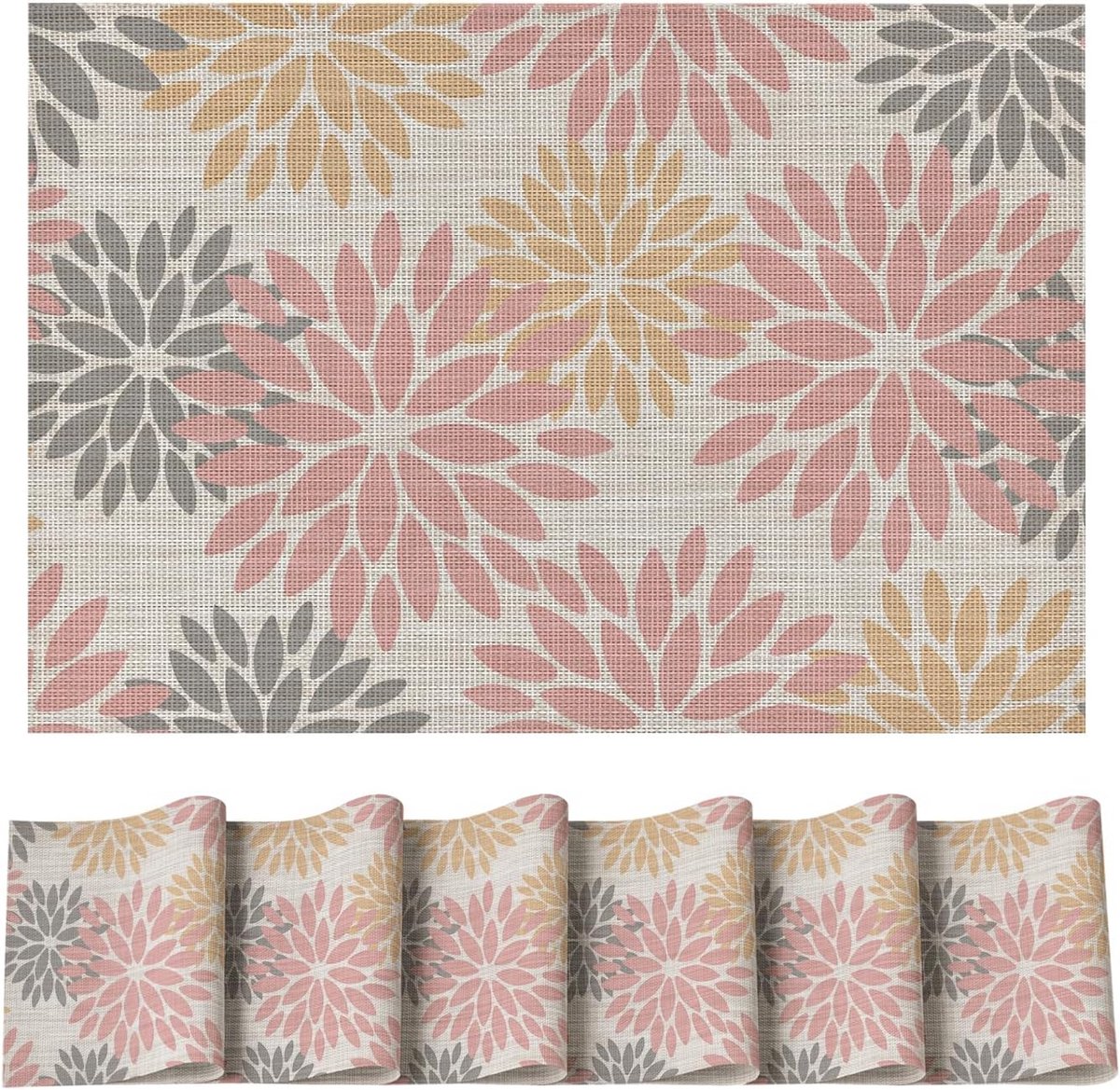 Set van 6 Duurzame PVC Placemats - Vuilafstotend en Hittebestendig Tafelonderleggers