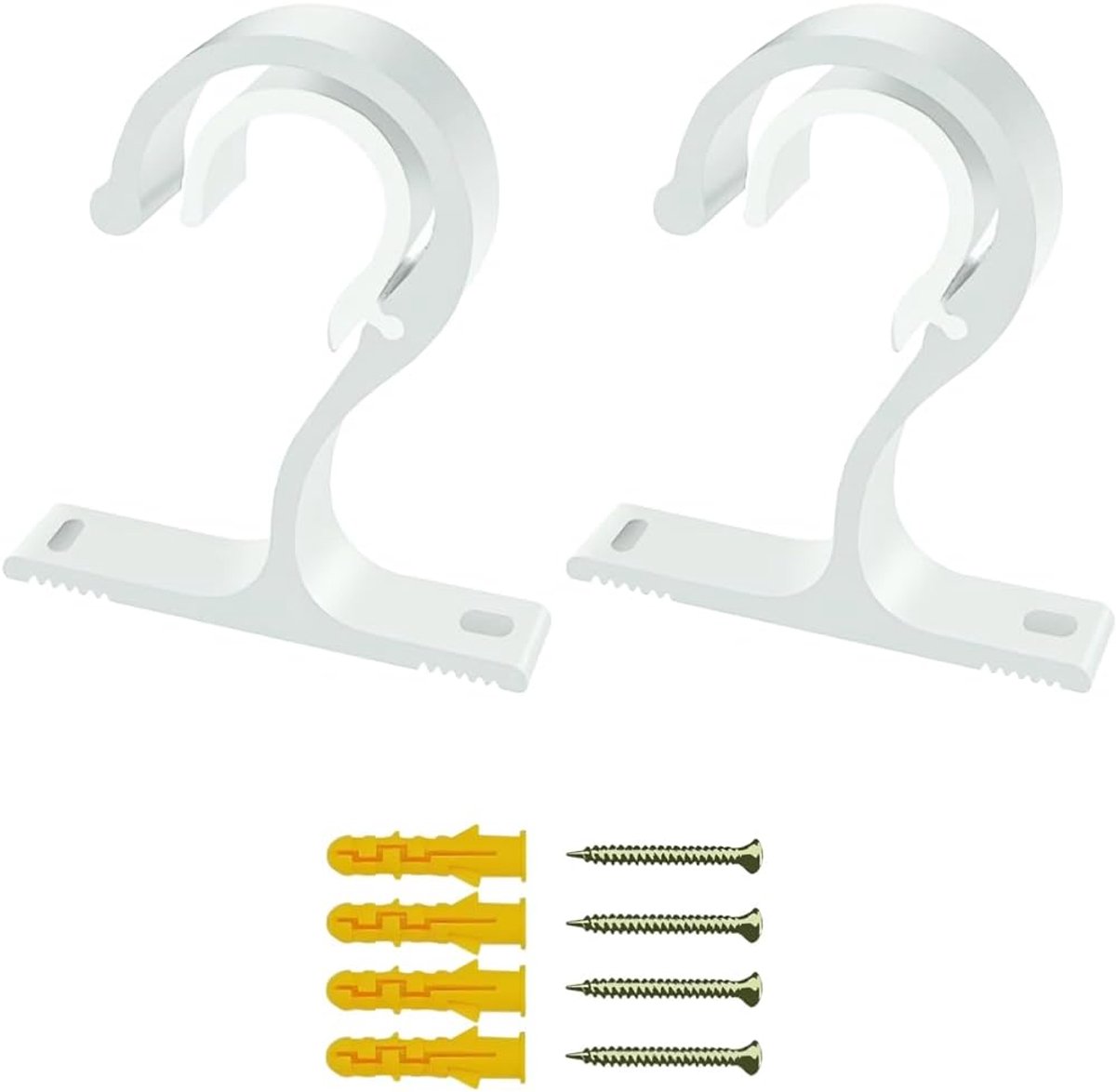 Famanu – 2 stuks verstelbare gordijnbeugel - gordijnhouder - metalen gordijnhouder - 20-28 mm gordijnhaken - zwaar belastbare aluminiumlegering bevestigingsstangbeugel ophangstanghouder met schroeven voor gordijn