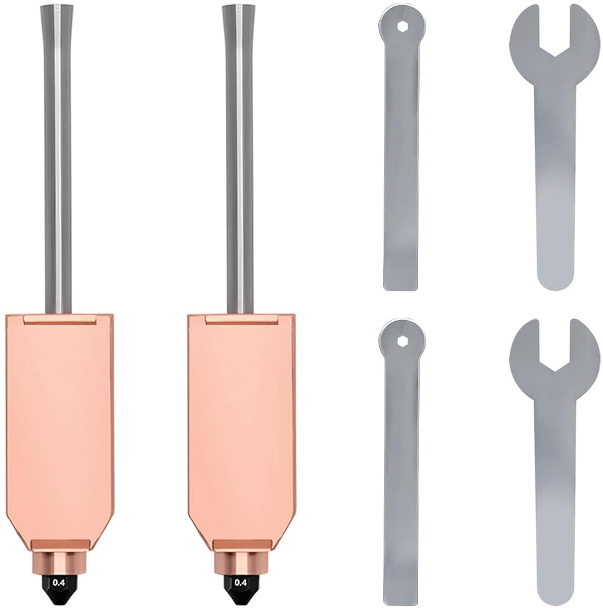 2x 0.4mm Metalen Snelwissel SPROEIERS Set voor 3D Printer Hotend - Gehard Staal Reserveonderdelen