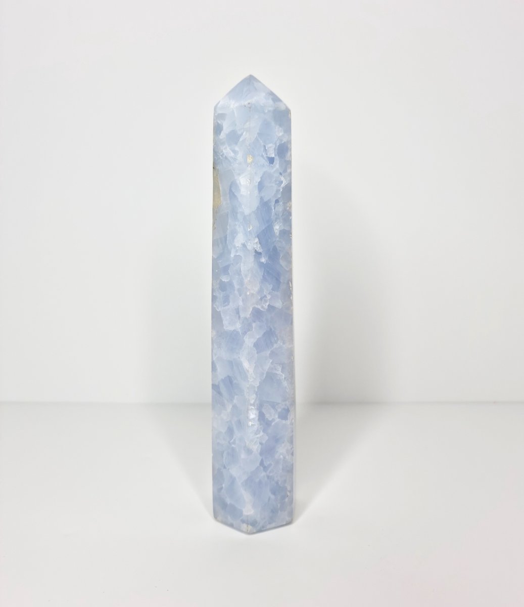 ThaleiaDesign - Blauwe calciet toren - Edelstenen en Mineralen - Kristallen - Edelsteen punt - Spiritualiteit - Woondecoratie
