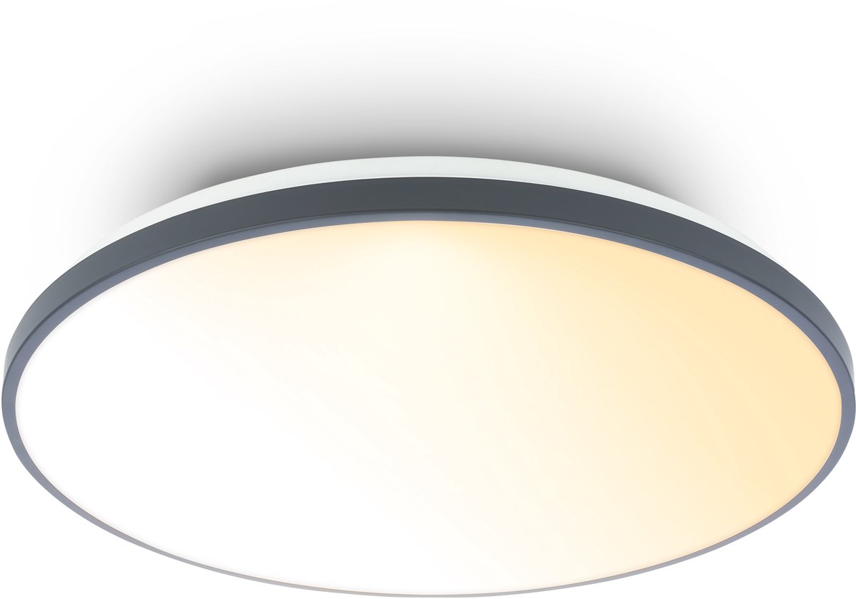 BRILONER Competo - LED Plafondlamp - dimbaar - CCT - met afstandsbediening - melkachtig lichtvlak - Ø48cm - antraciet