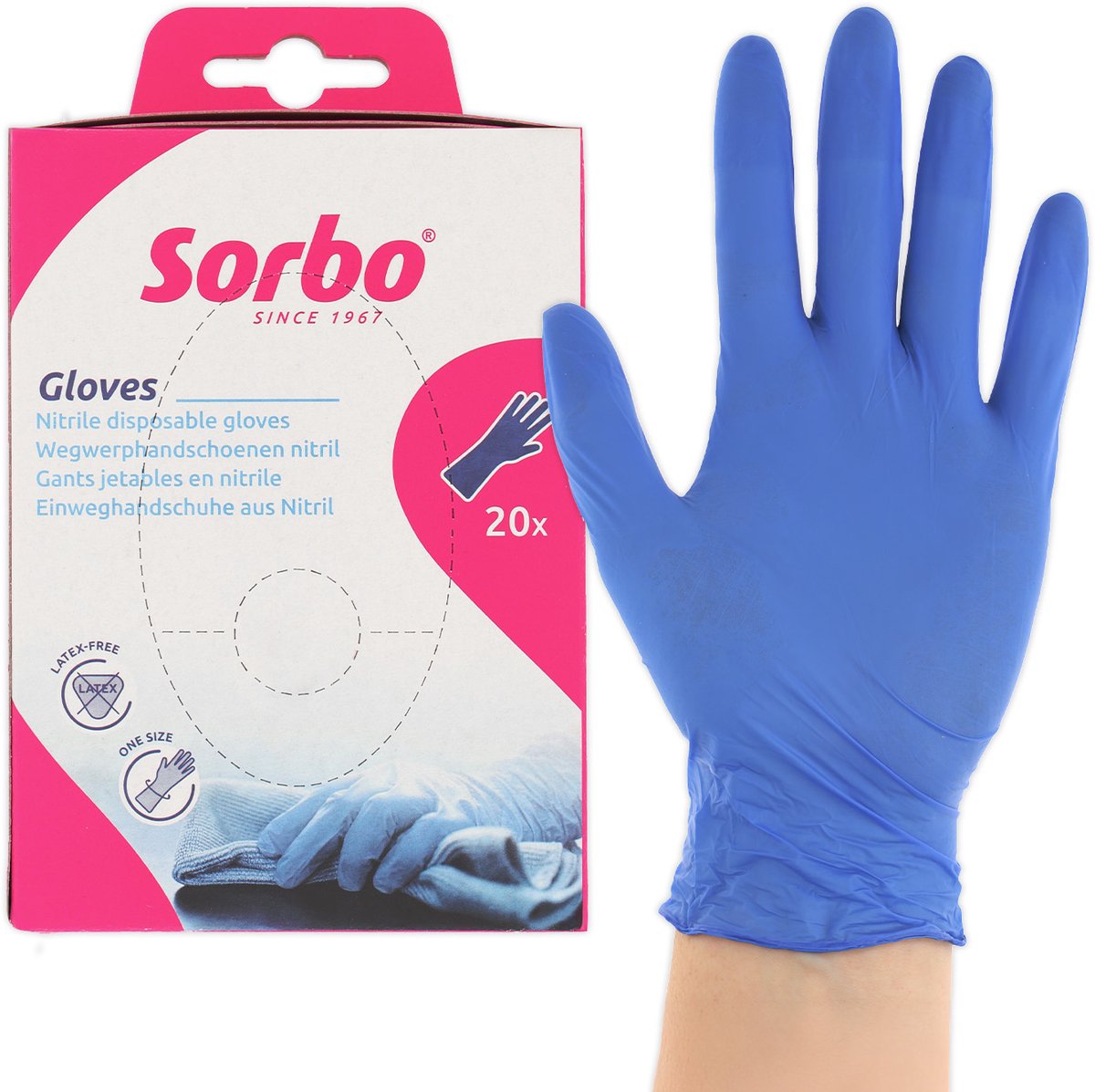Sorbo Wegwerphandschoenen – Nitril – Blauw– Poedervrij – 20 stuks – Universele Maat