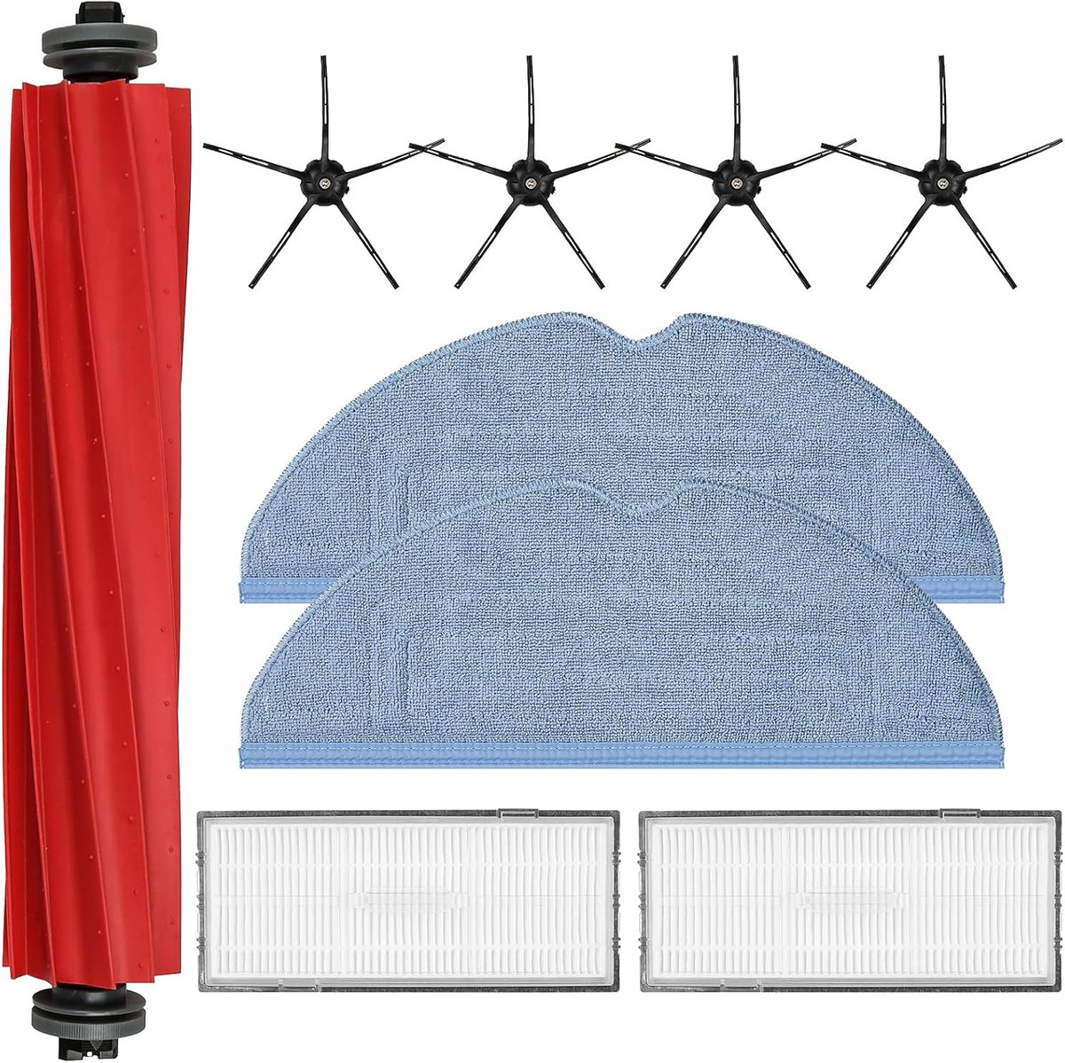 9 stuks accessoires geschikt voor Roborock S7/T7S/T7S PLUS/G10/G10S/G10S PRO stofzuigerrobots - 1 hoofdborstel, 2 dweilpads, 2 HEPA-filters, 4 zijborstels