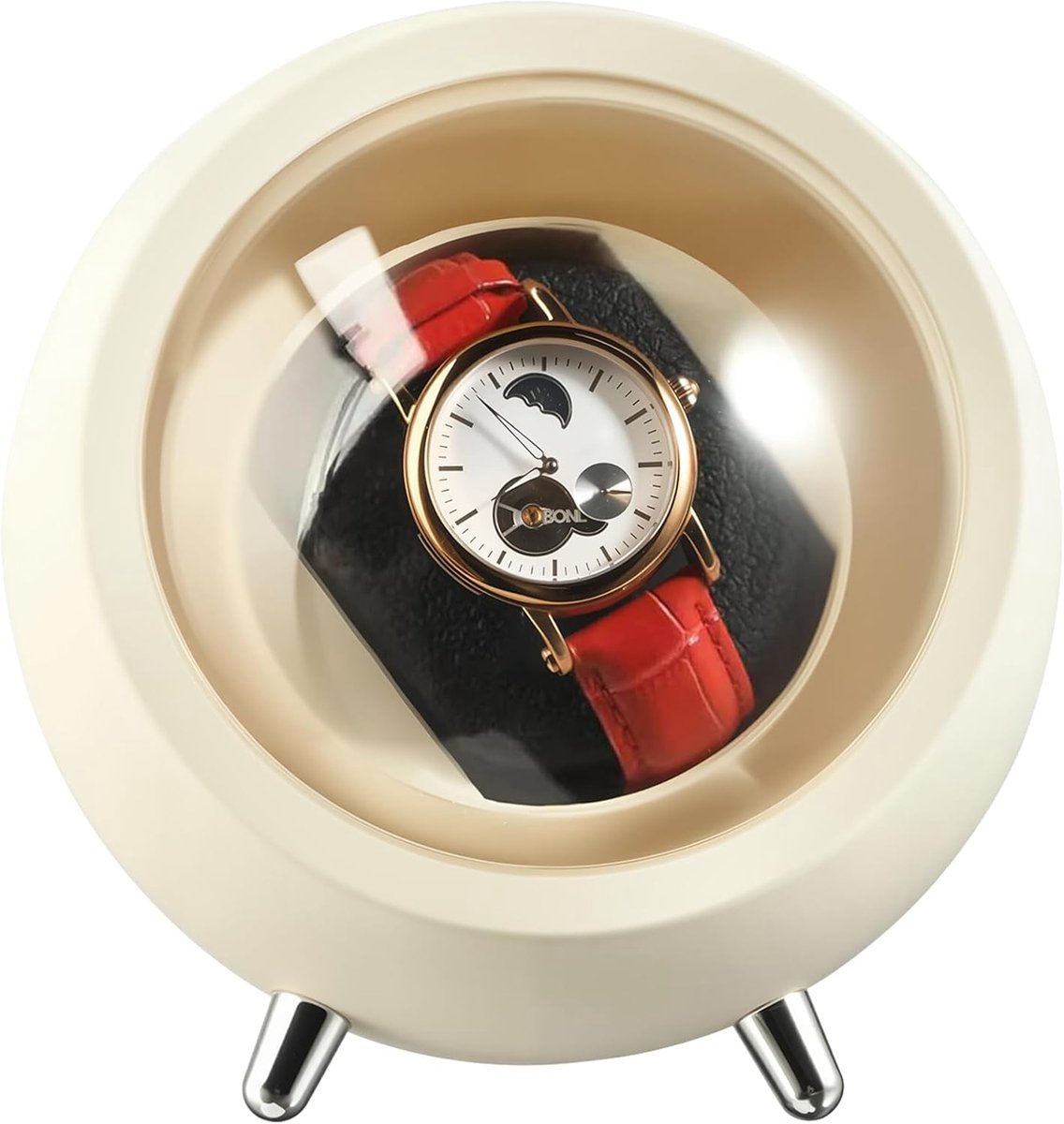 Automatische Horloge Winder - 1 - Watch Winder voor Automatische Horloges met Batterij of Voeding - Wit - Voor Mannen en Vrouwen - Luxe Accessoire - Zwart en Wit