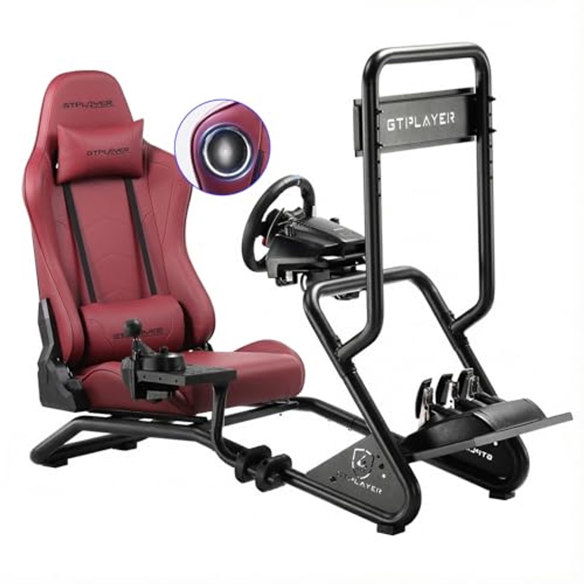 GTPLAYER - Simulator Cockpit - Met 3D Luidsprekers en Monitorhouder - Bordeauxrood