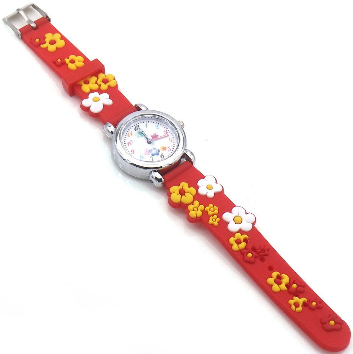Kinderhorloge - quartz - bloemen - rood