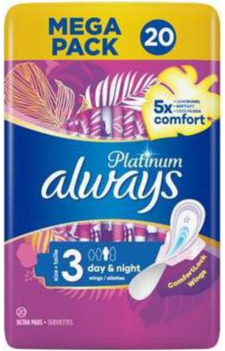 Always platinum size 3 day & night 20 pads