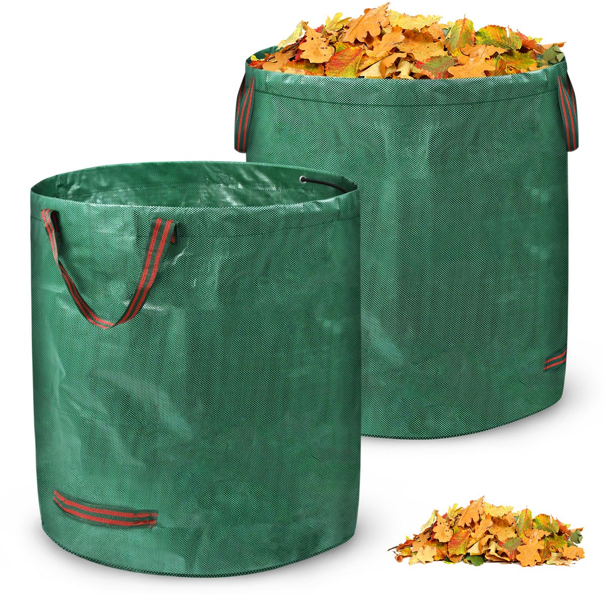 Aufun Tuinzakken-Met Handvatten-272L -Bladzak Voor Tuinafval Tuinafvalzak-Voor Gras Bladeren Tuinafval-2 Pack-Groen