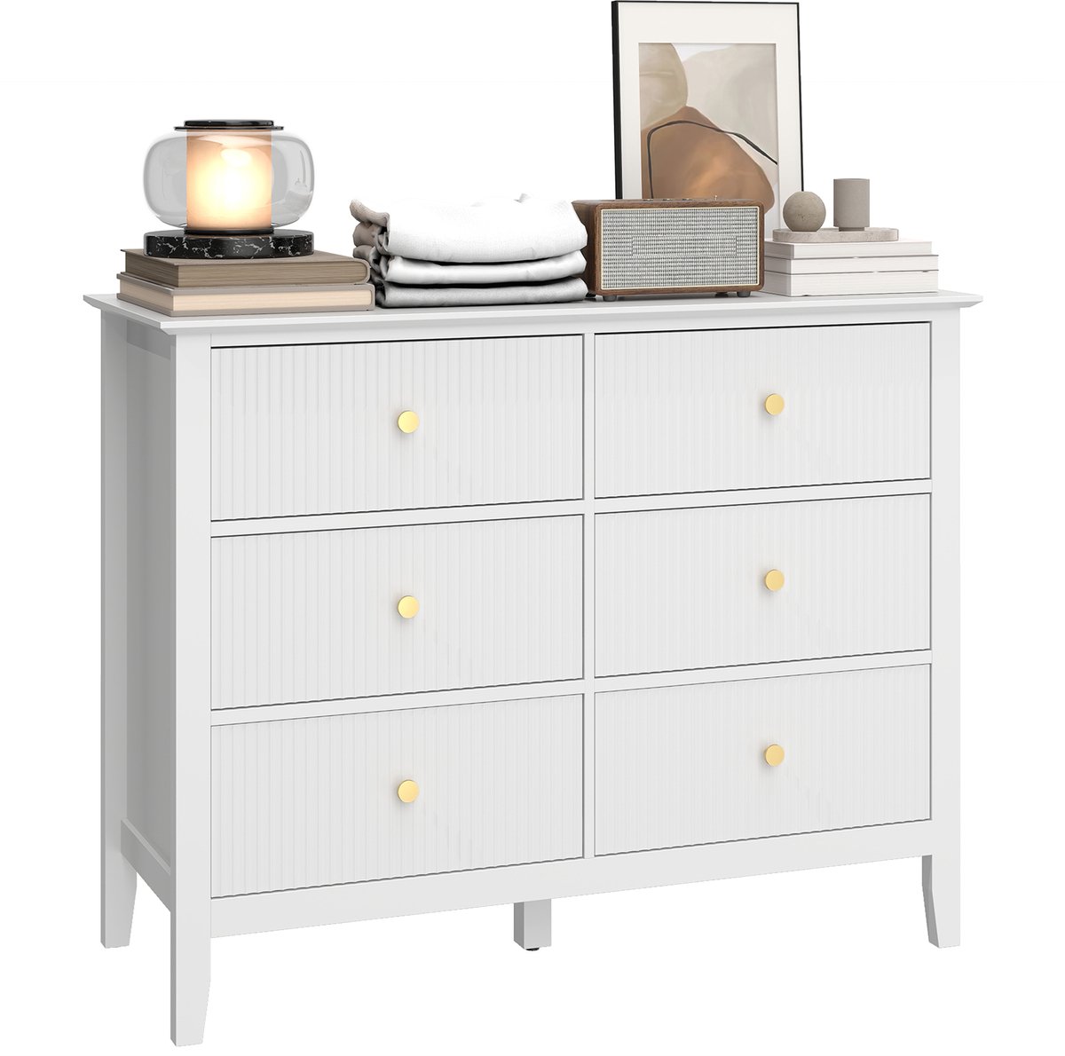 Homcom Drawer Chest-MDF, spaanplaat-100L x 40B x 78H cm-Wit