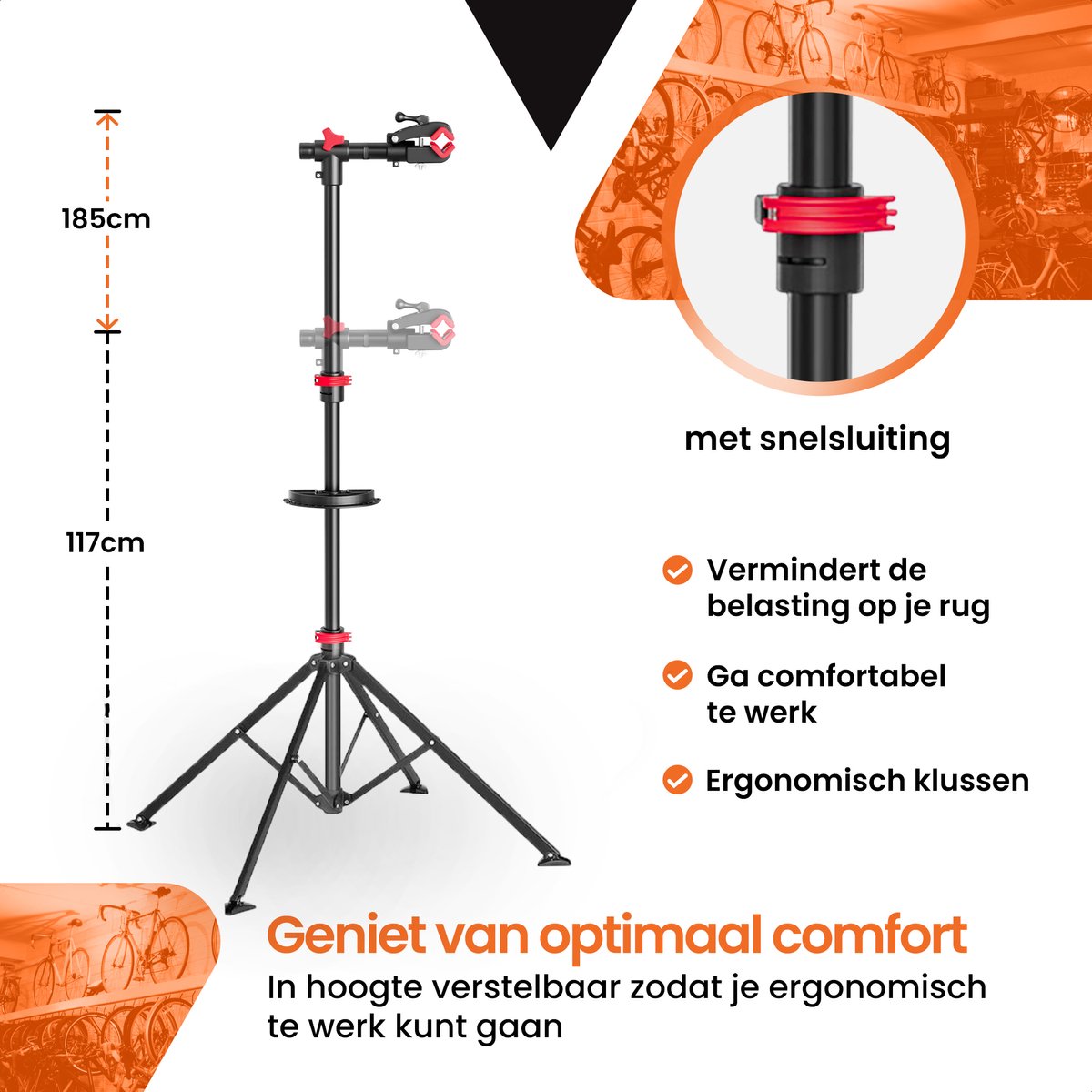 Fiets Montagestandaard - Fiets Reparatiestandaard – Fietsstaander - Fietslift - mountainbike - race fiets - tot 45KG – foto 8