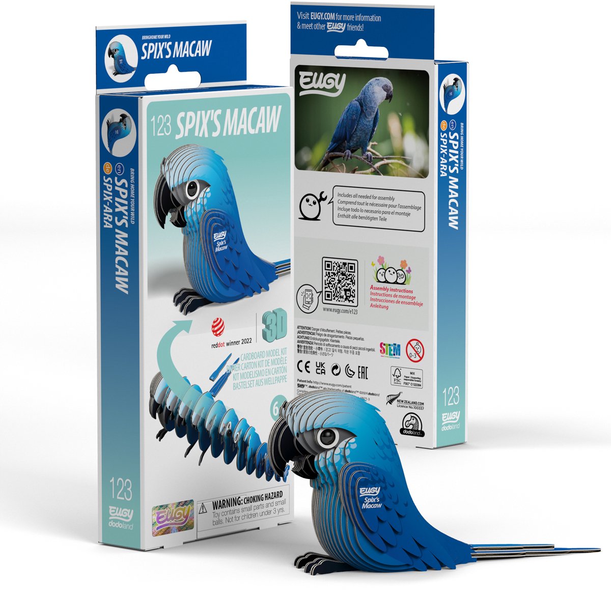 EUGY 3D Puzzel - Spix' Ara - Vogels - Duurzaam - Verzamel Ze Allemaal - 6 Jaar