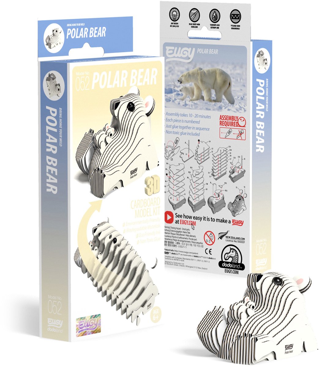 EUGY 3D Puzzel - Ijsbeer - Wilde Dieren - Duurzaam - Verzamel Ze Allemaal - 6 Jaar