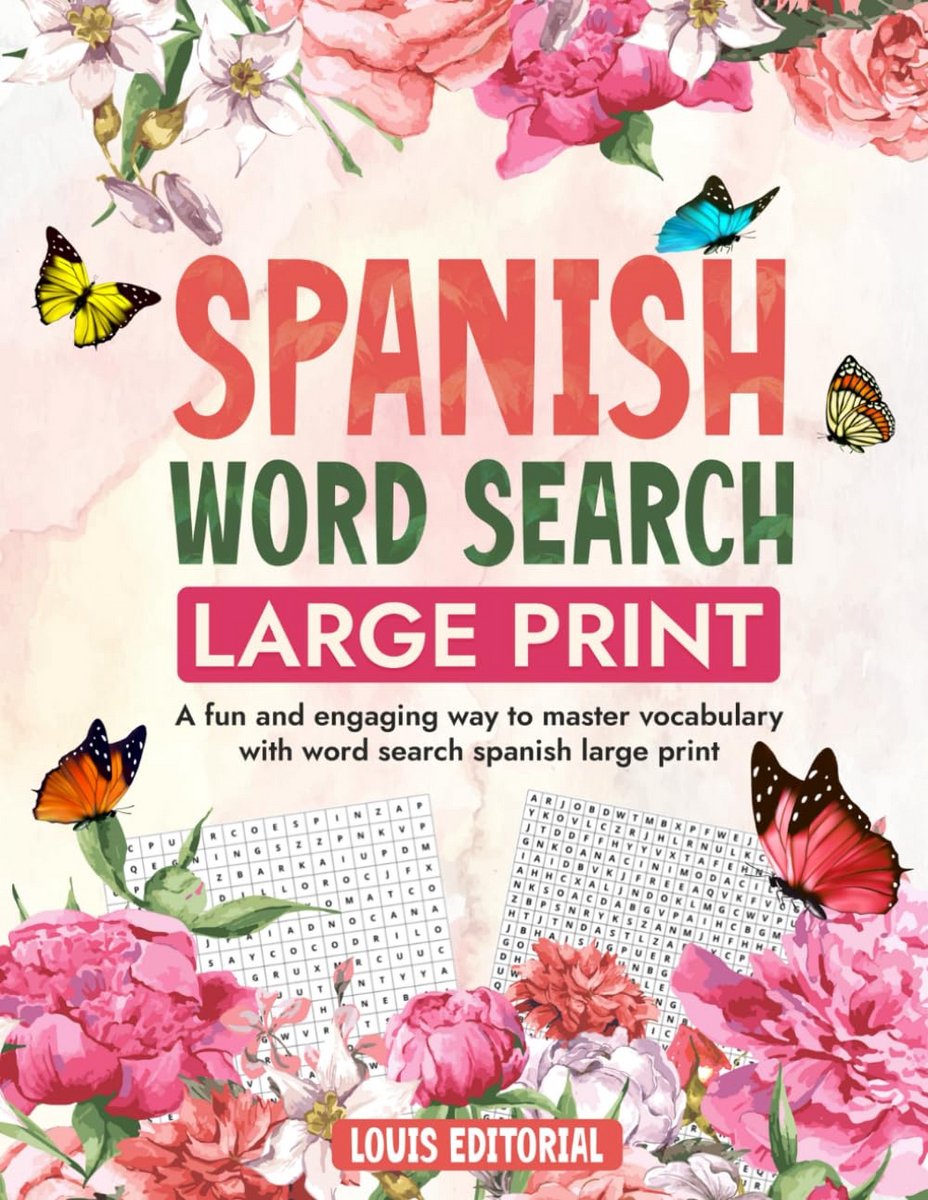 Spaans Woordzoekpuzzel Groot Lettertype: Leer Woordenschat met Puzzels voor Volwassenen