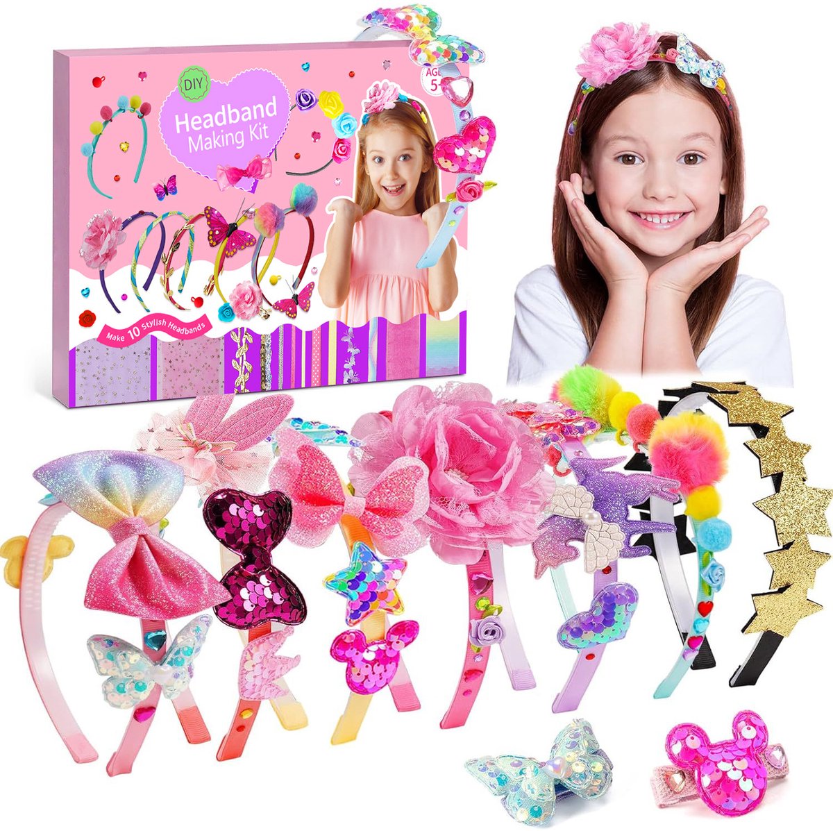 Kraftverdia DIY Haarband Knutselset - Diadeem Knutselen voor Meisjes 3-12 Jaar - Knutselset Haaraccessoires